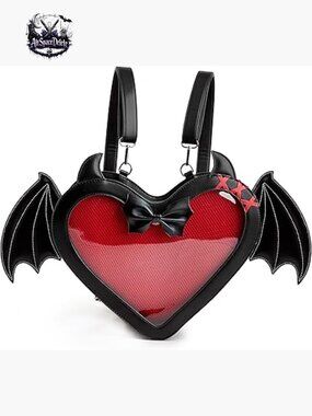 Large Heart Shaped Bat Wing Backpack with Clear Window Display Panel